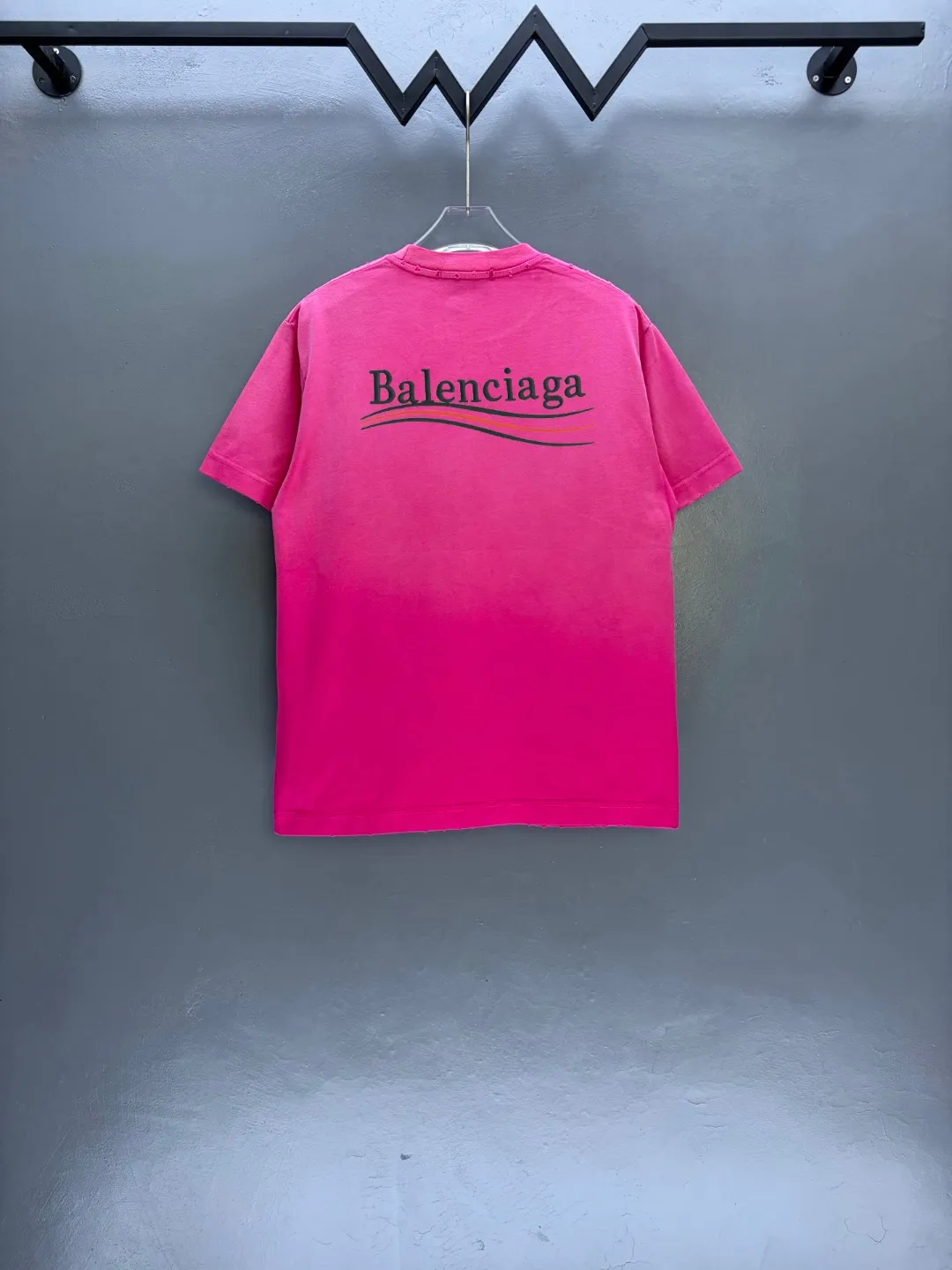 P100✨🔥 [balenciaga] 2026FW short-sleeved T-shirt Premium 26s double yarn 300g fabric, washed and sprayed with old and frayed craftsmanship Color: washed black White rose red gray washed brown washed purple washed gray Size: S M L XL 2XL
